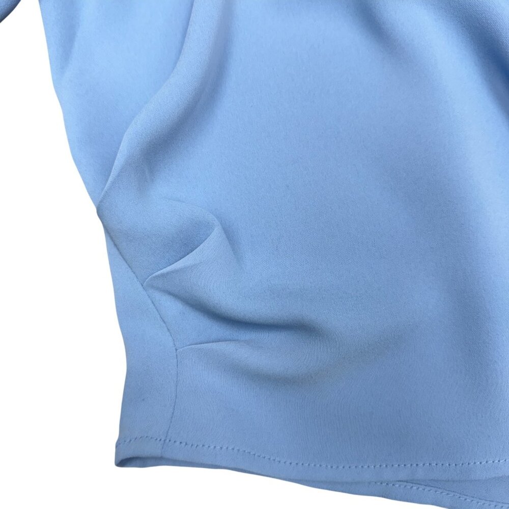 OPEN EDIT Women's NEW Pleated Asymmetric Top in Blue Lake | Size S - Picture 7 of 10